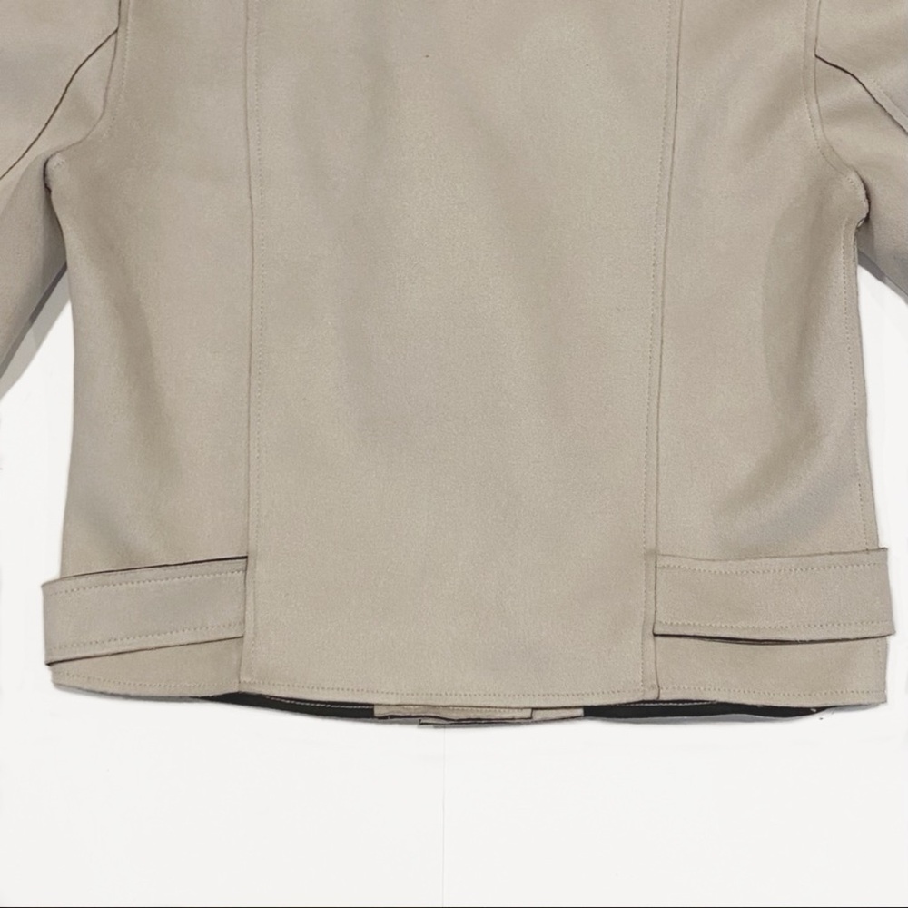 MANGO Cream Faux Suede Biker Moto Jacket - Picture 9 of 12